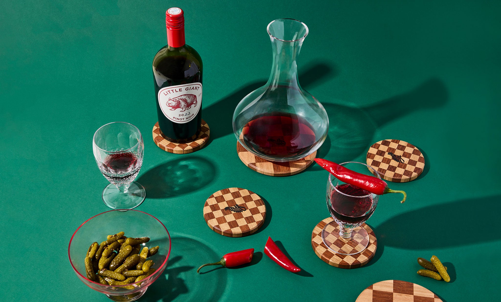 Table Mate Coasters with Wine and Snacks - Before