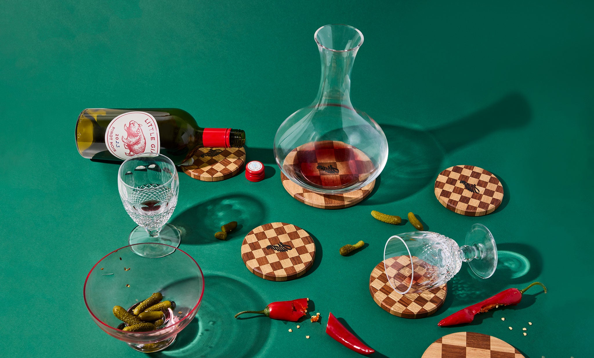 Table Mate Coasters with Wine and Snacks - After
